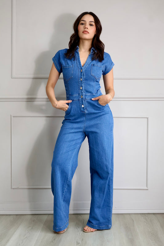 Palazzo Denim Utility Chic