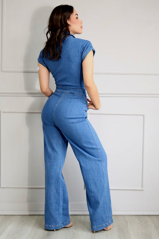 Palazzo Denim Utility Chic
