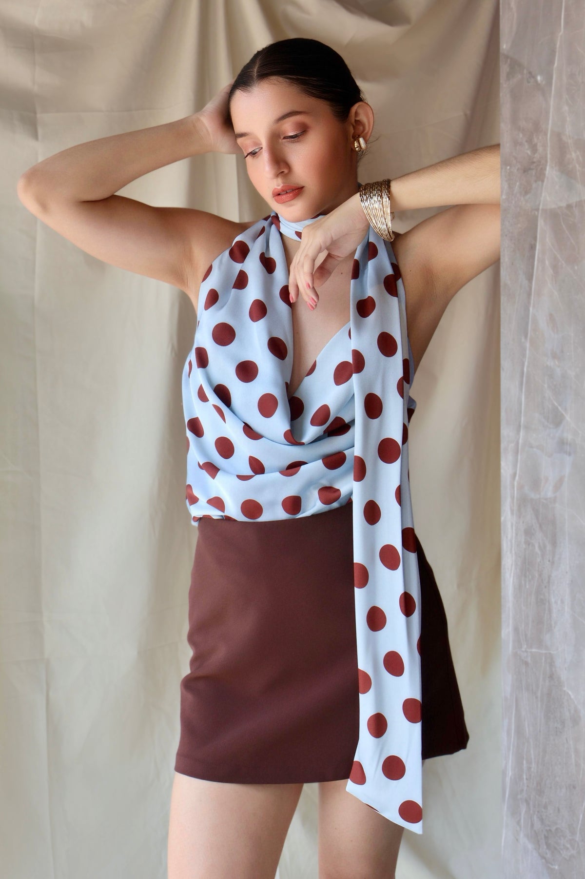 BLUSA POLKA CHOCOLATE