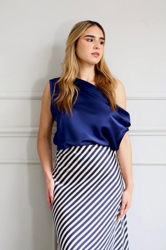 BLUSA SATINADA ASIMÉTRICA LUXE DRAPE
