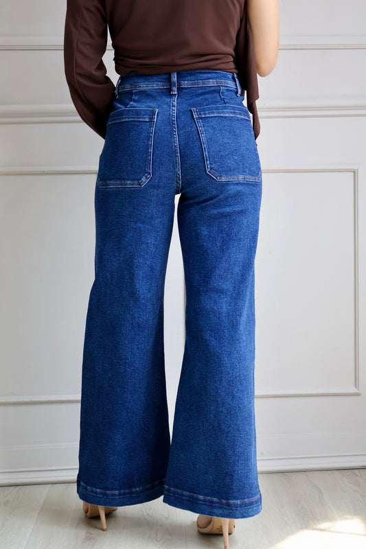 PANTALÓN DE MEZCLILLA WIDE LEG CLÁSICO
