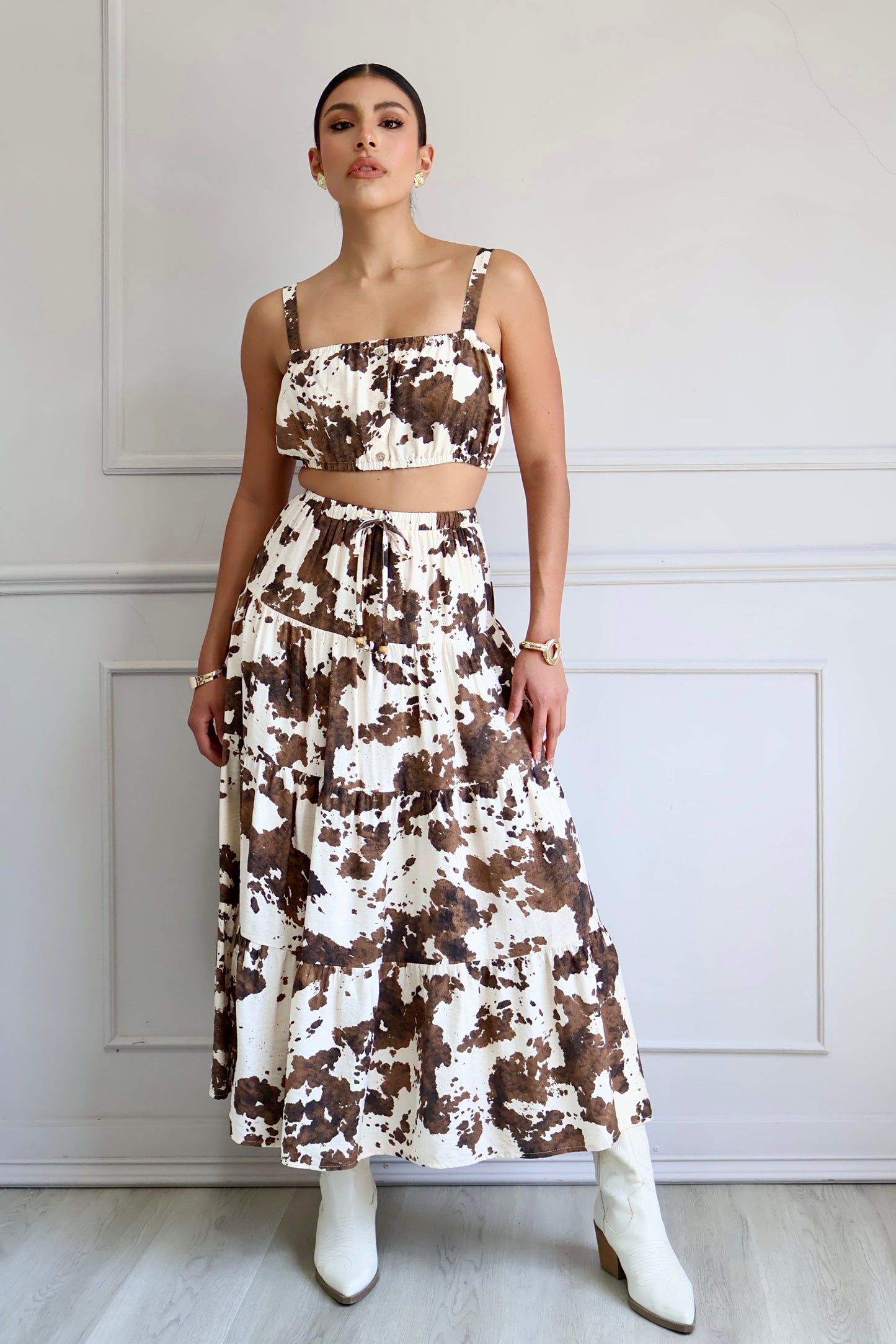SET FALDA LARGA COW PRINT