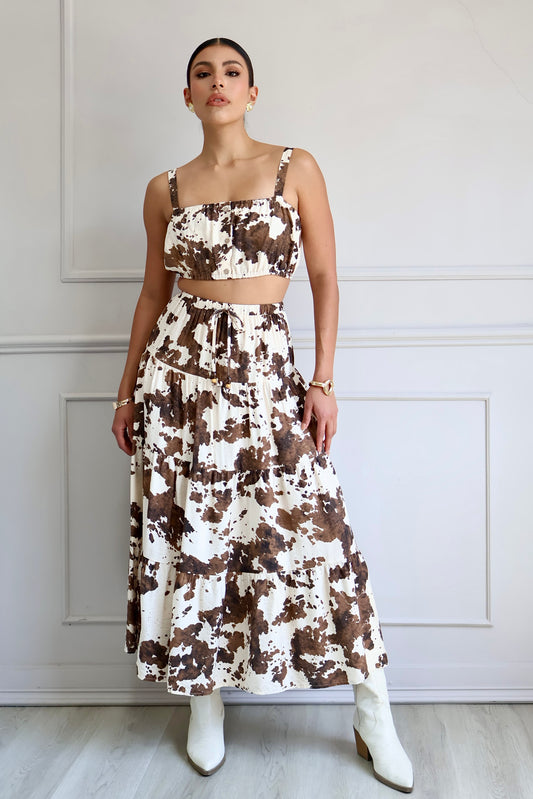SET FALDA LARGA COW PRINT