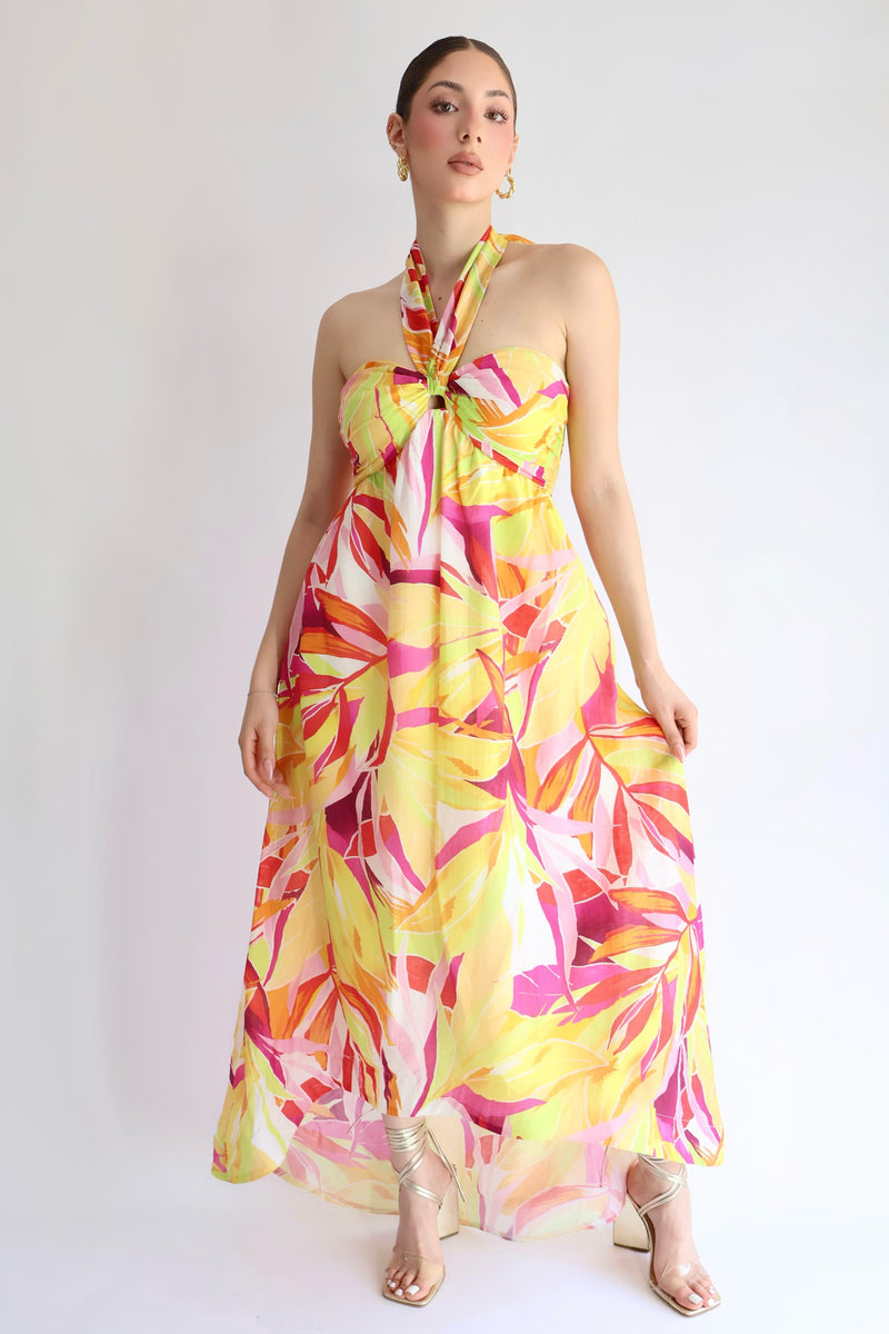 Vestido STRAPLESS print abstracto